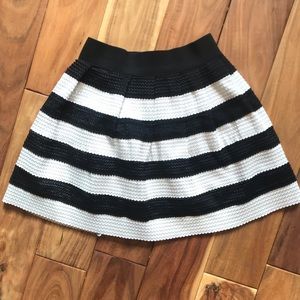 Black and White Stripe A-line Skirt - small